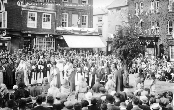 Pageant scene with monks